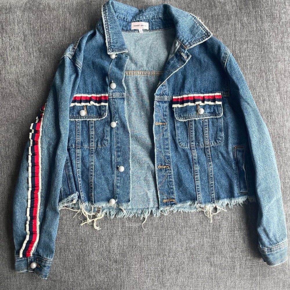 Sunset + Spring Cropped Jean Jacket USA (Size Small)